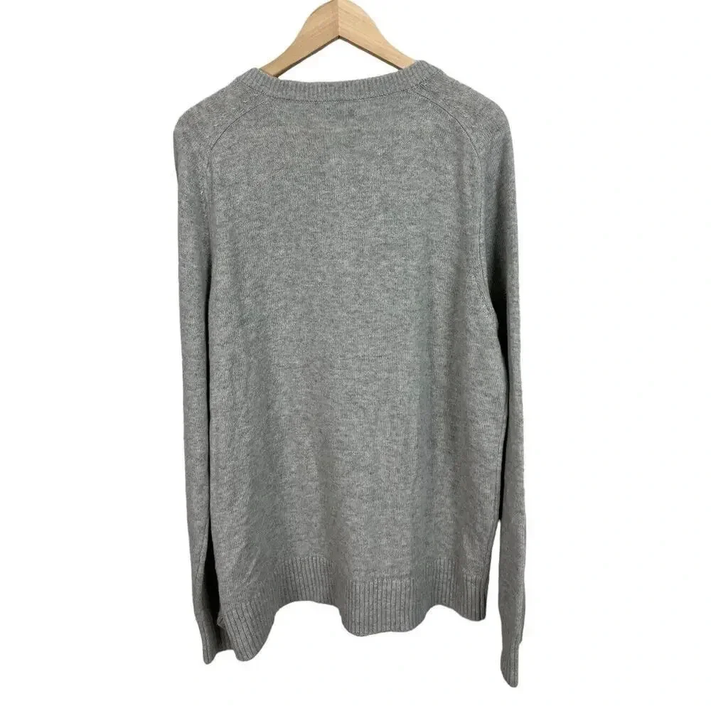 J. Crew Factory Lambswool-Blend Henley Sweater Gray Size XL AP644 Men’s